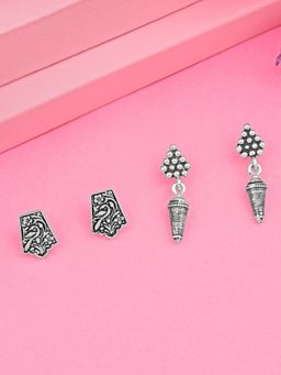 Estele - Rhodium Plated Elegant Designer Oxidized Earrings Combo for Women